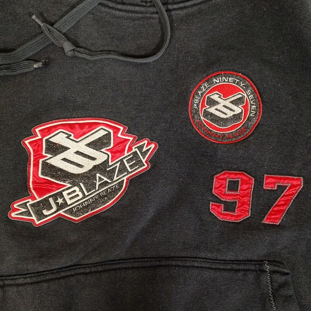 VTG Johnny Blaze 97 heavy embroidered streetwear Y2K oversized hoodie mens XL - Picture 3 of 10